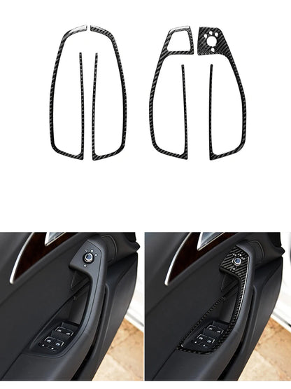 Accesorios decorativos para el interior del coche Audi A6 A7 2012 2013 2014 2015 2016 2017 2018, pegatinas negras de fibra de carbono, embellecedor de cubierta.