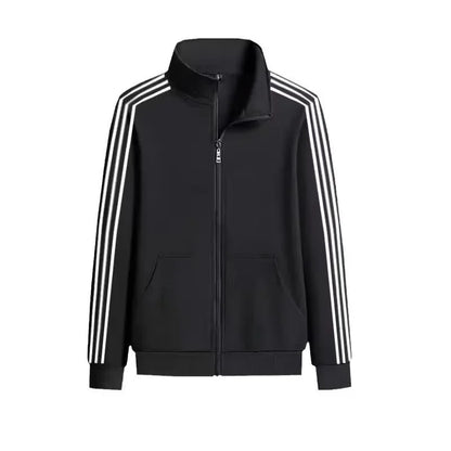 Conjunto de ropa deportiva informal para hombre, primavera y otoño, cárdigan abierto de tres rayas finas, sudadera con capucha y pantalones, conjunto ligero para hombre