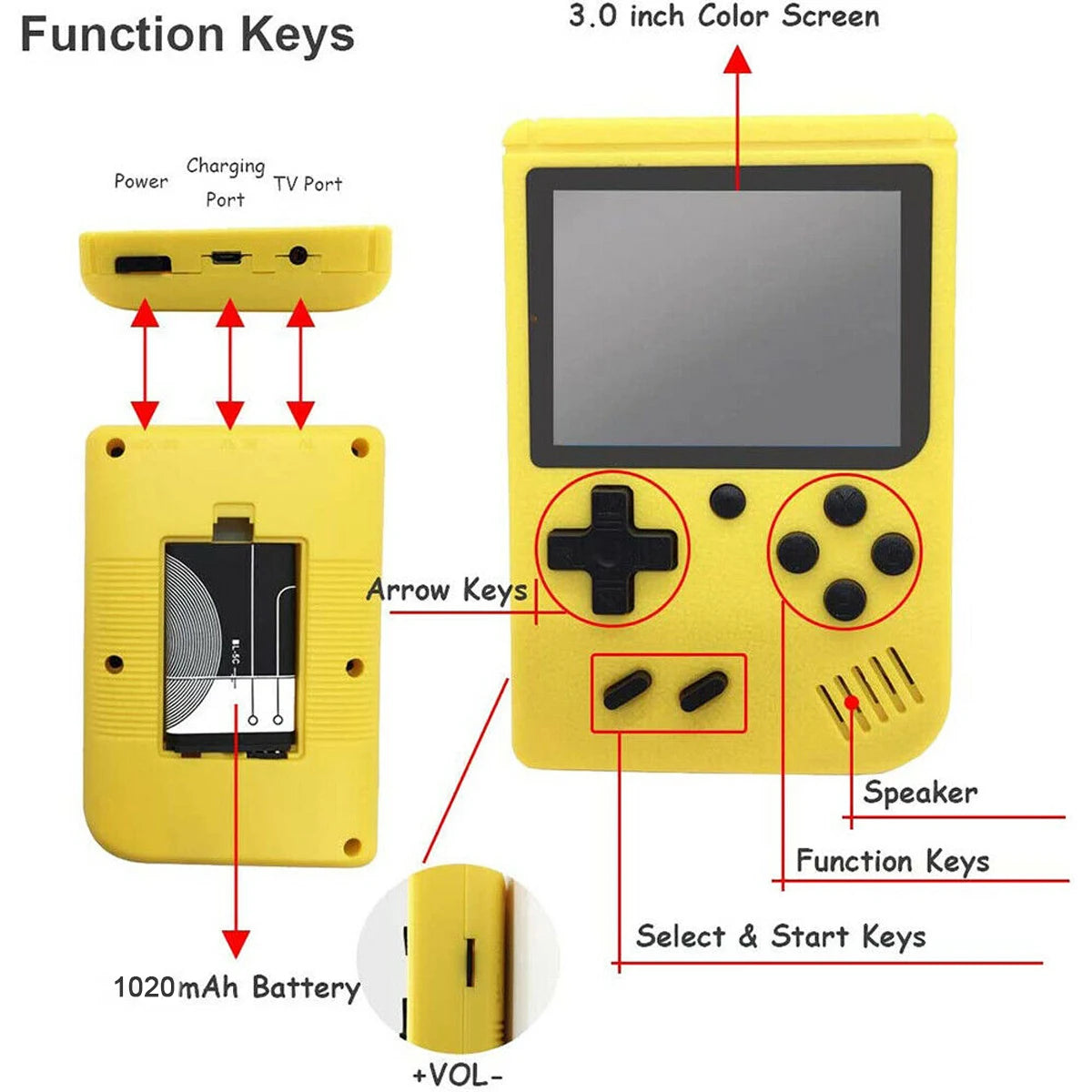 Mini consola de videojuegos retro portátil con 800 juegos clásicos integrados, regalo Gameboy