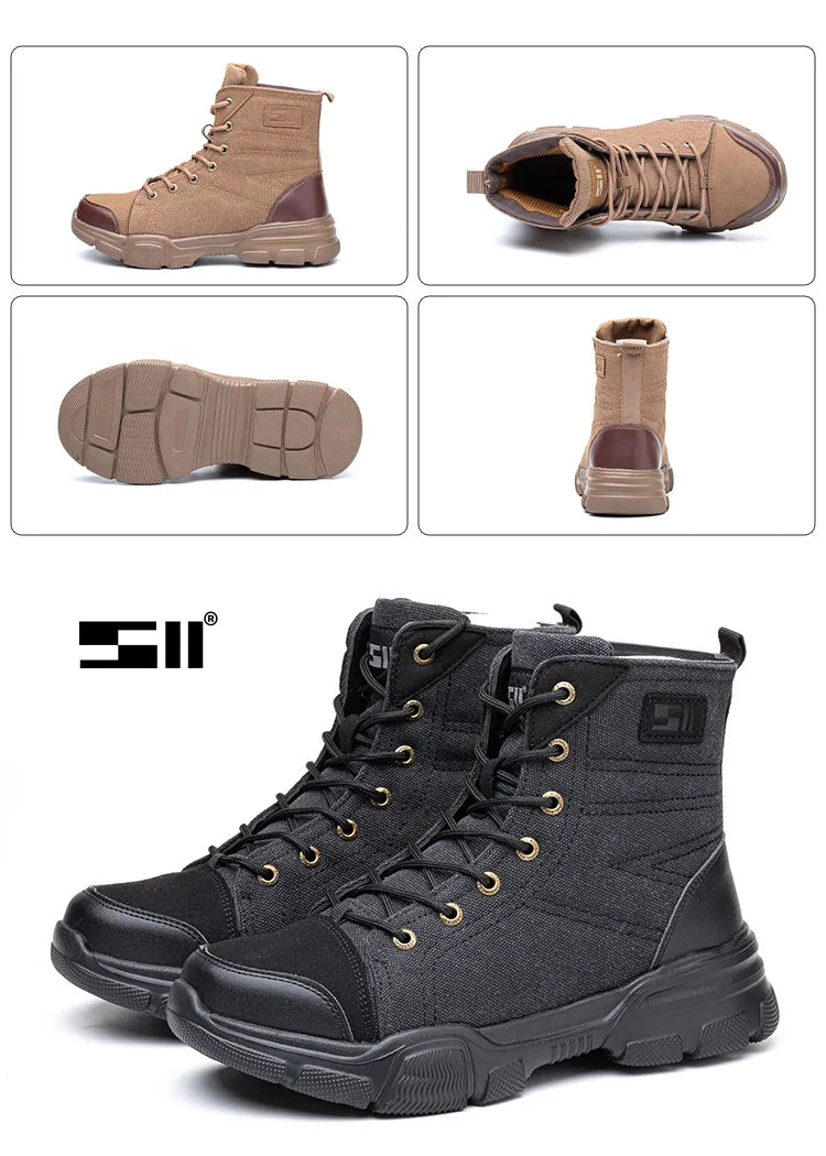 Botas de trabajo nuevas, indestructibles, zapatos de seguridad anti-aplastamiento, zapatos con puntera de acero para hombre, zapatillas a prueba de pinchazos, zapatos de trabajo antideslizantes.