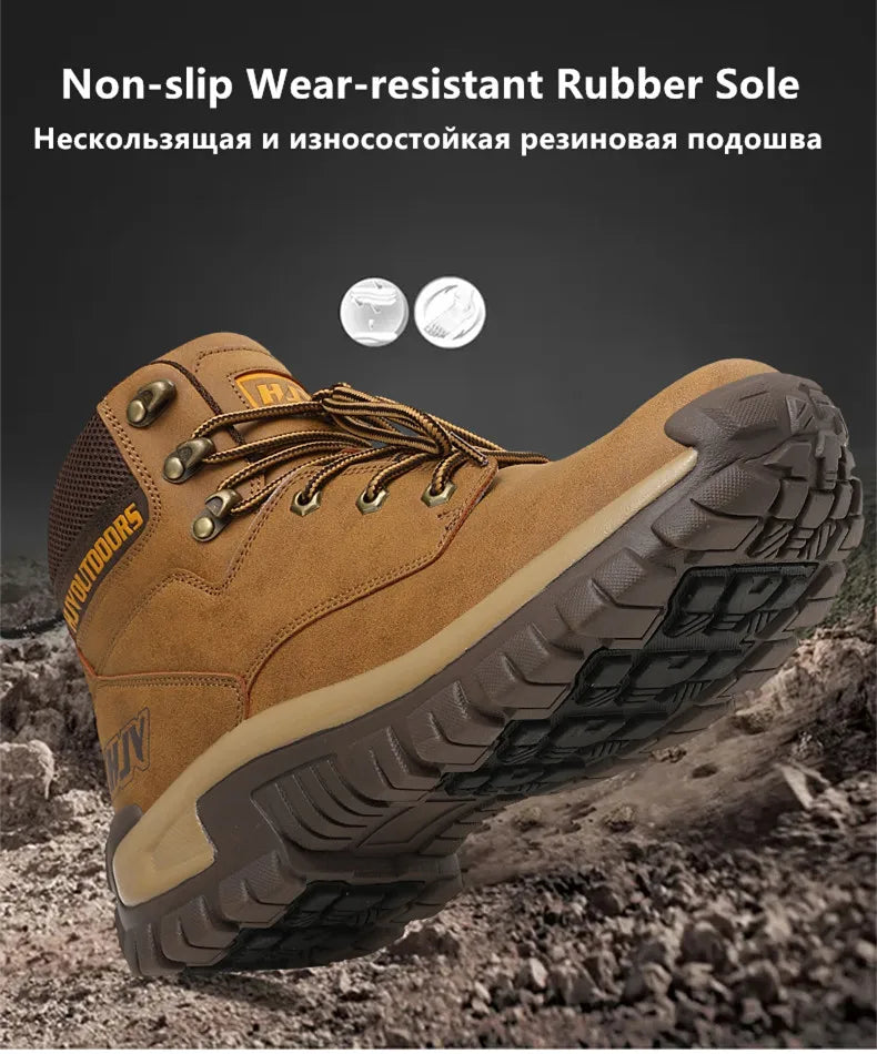 Botas altas de cuero para hombre, transpirables, para combate en el desierto, para exteriores, antideslizantes, para senderismo, motociclistas, botines de trabajo