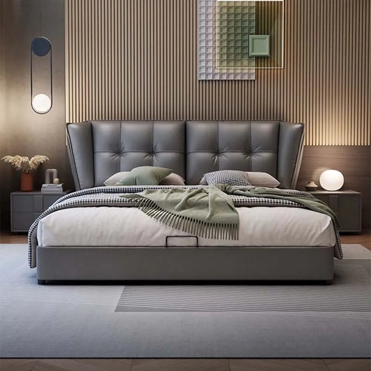 Cama minimalista europea con almacenamiento de madera, moderna y multifuncional, tamaño king, para sala de estar, de lujo, decoración de habitación