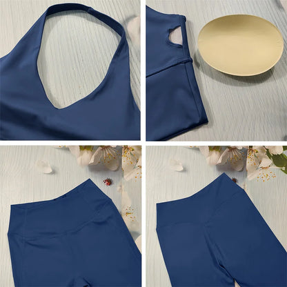 Conjunto deportivo Nude Feel Fitness para mujer, chándal sexy para yoga, ropa deportiva para gimnasio, leggings y ropa interior, ropa de entrenamiento para mujer