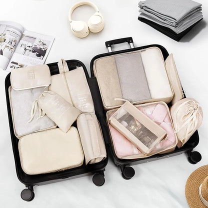 Juego de 9 bolsas organizadoras de viaje, cubos de embalaje, maletas, equipaje portátil, ropa, zapatos, organizador de viaje