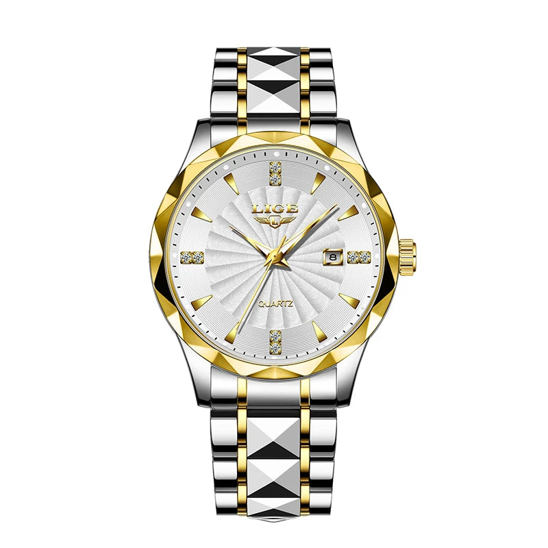 Reloj de lujo LIGE para mujer, moderno, deportivo, para exteriores, luminoso, de cuarzo, con movimiento importado, resistente al agua, de acero inoxidable.