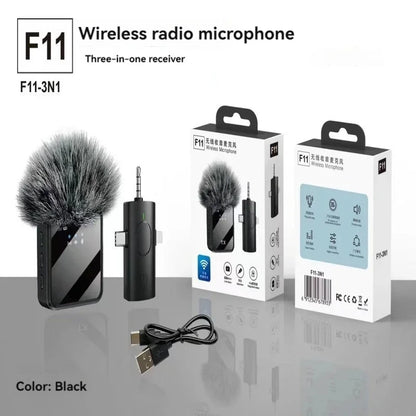 Micrófono de solapa inalámbrico 3 en 1 para cámara, iPhone y Android. Micrófono para grabación de video y podcasts con reducción de ruido.
