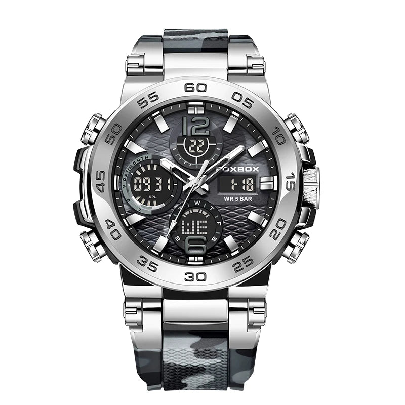 Reloj militar digital LIGE para hombre, resistente al agua hasta 50 m, LED, de cuarzo, deportivo, grande, Masculino