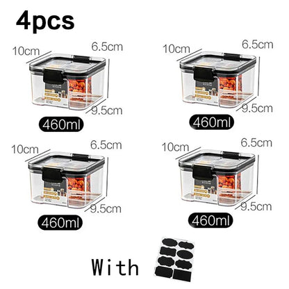 Juego de contenedores de alimentos para mascotas, caja de almacenamiento de 460-1800 ml, transparente, apilable, para cocina, seco, para espaguetis y fideos, recipientes sellados.