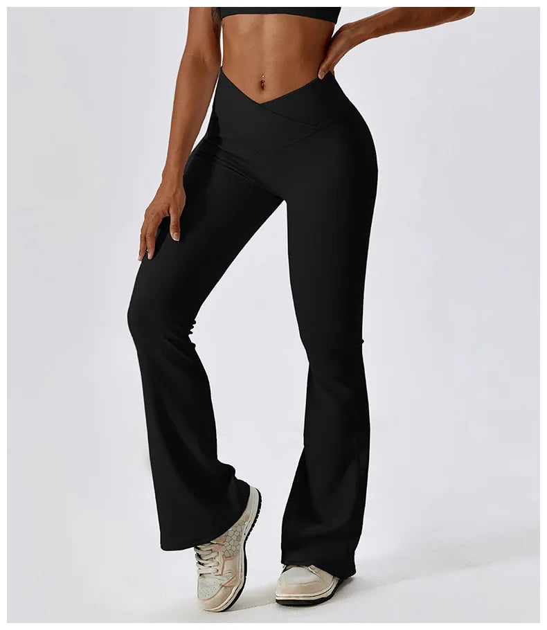 Pantalones de yoga acampanados para mujer, leggings de cintura alta, pantalones de pierna ancha, pantalones deportivos para gimnasio, entrenamiento físico, pantalones acampanados para baile latino.