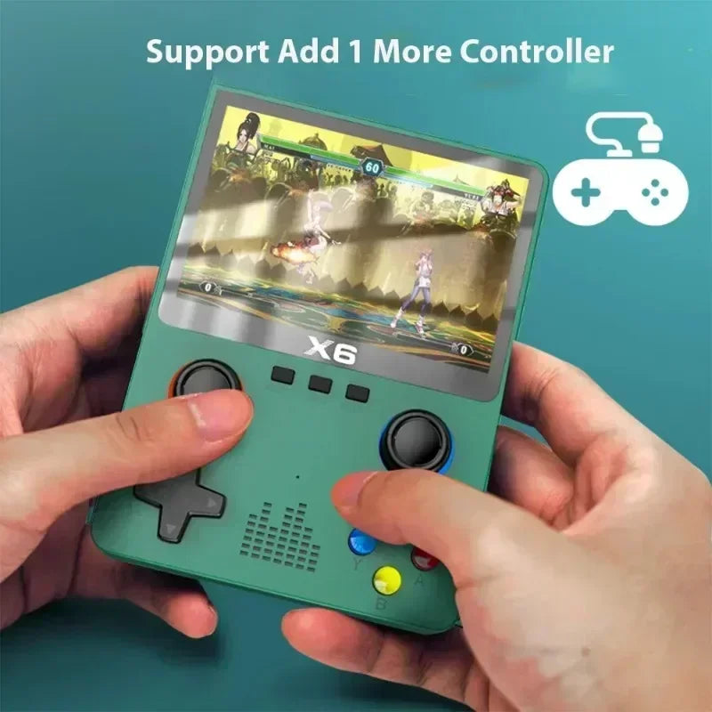 Consola de juegos retro portátil X6: pantalla IPS de 3,5/4", más de 10 000 juegos clásicos, ligera y portátil, ideal como regalo para gamers.