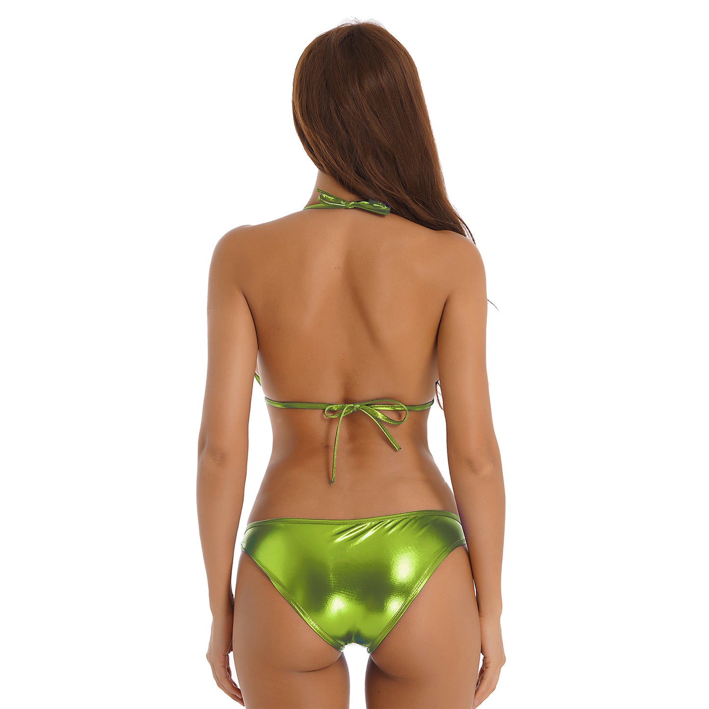 Women's Metallic Shiny Bikini Fashion Set Swimwear Pool Party Bathing Suit Top + Bottom Beachwear Women Swimsuit 2022 New