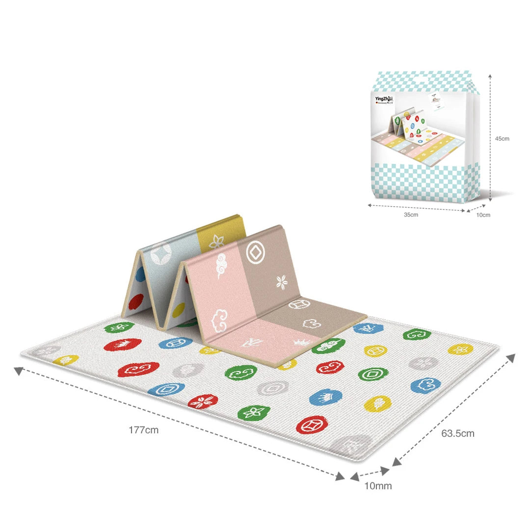 Alfombra plegable de doble cara para niños, tapete de juegos con dibujos animados para bebés, alfombra educativa para actividades para bebés, impermeable y fácil de guardar.