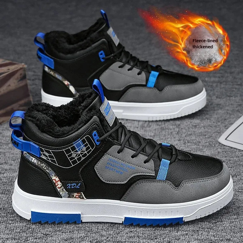 Zapatos deportivos de primavera para hombre, de caña alta, transpirables, con suela gruesa, informales, a la moda, blancos, combinables, para estudiantes.