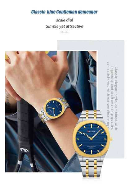 Reloj de cuarzo fino de la marca de moda CURREN, relojes de pulsera sencillos y personalizados con esfera de 38 mm resistente al agua