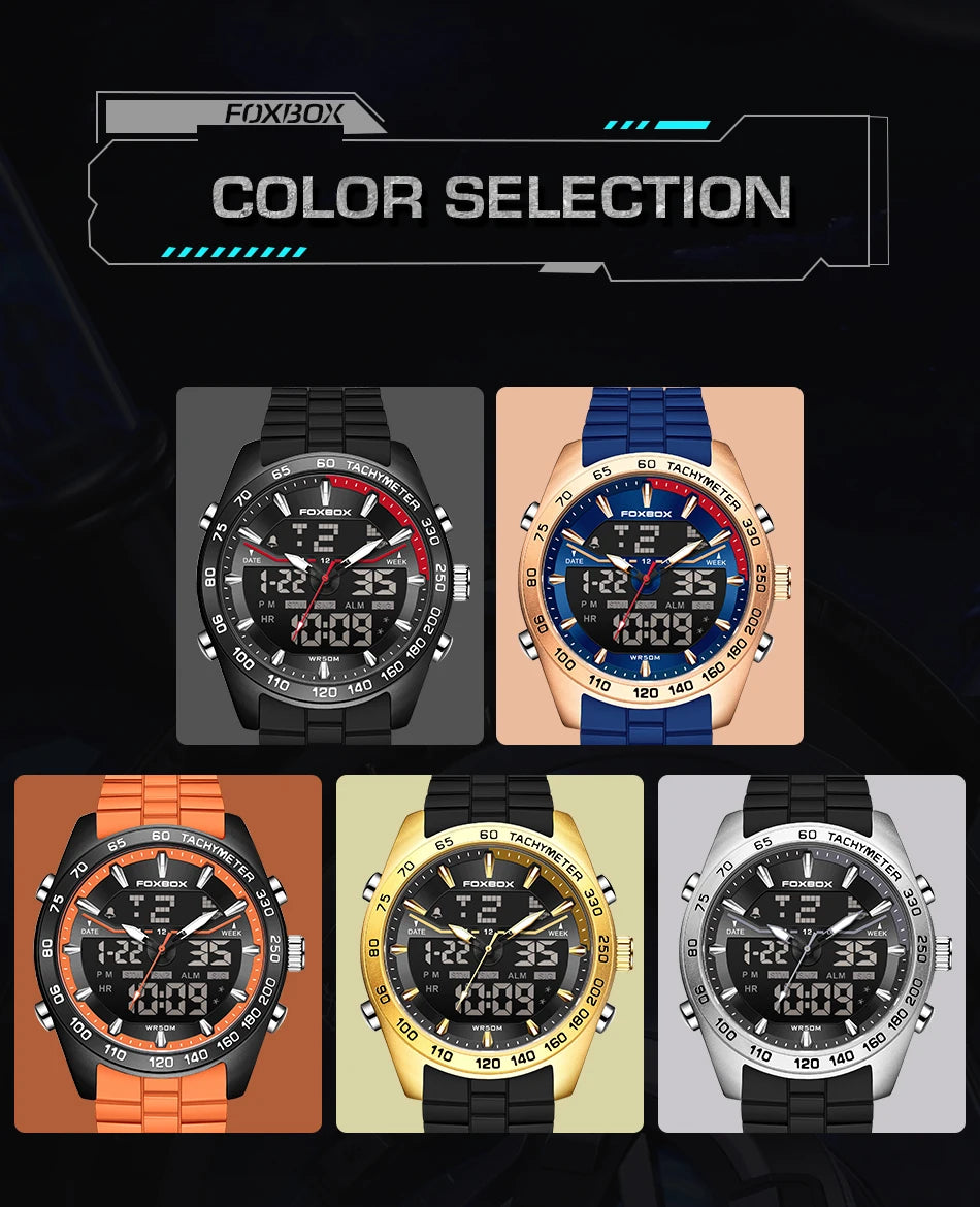 Reloj digital de lujo para hombre FOXBOX, marca superior, modelo 2026 New Business Watch, estilo militar, resistente al agua, a la moda, con movimiento de cuarzo.