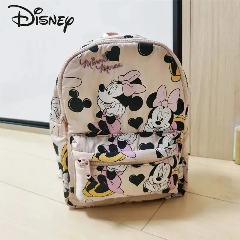 Mochila de moda con dibujos animados de Mickey Mouse de Disney, mochila escolar de lona de Minnie para mujer, mochila de gran capacidad a la moda, mochila para niñas