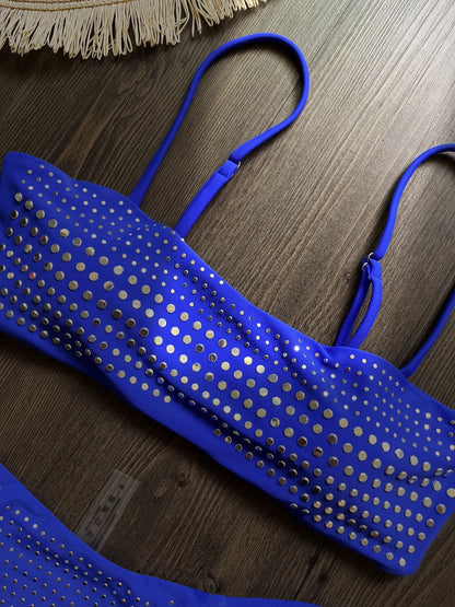 Bikini de diamantes 2025, bañador sexy para mujer, bikini bandeau con efecto push up, bañador femenino brillante, traje de baño floral, ropa de playa