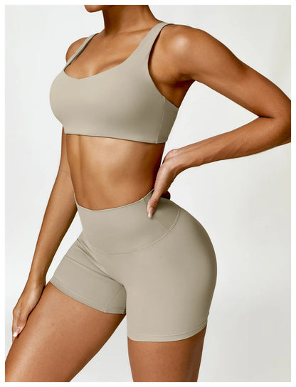 Conjunto de chándal de yoga para mujer, 2 piezas, ropa deportiva para entrenamiento, ropa deportiva, leggings de gimnasio, sujetador de fitness, top corto, trajes deportivos de manga larga