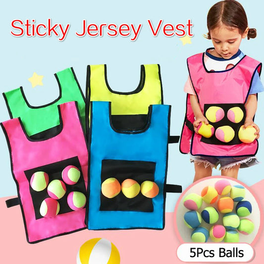 Chaleco deportivo para exteriores, con pelota adhesiva, para lanzar, ideal para niños.