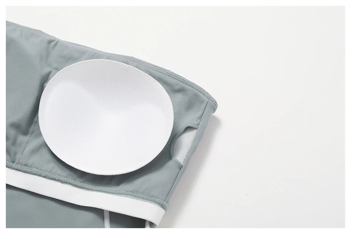 Conjunto deportivo de yoga FUBEIKE para mujer, de verano, color nude, ajustado, con espalda descubierta, ideal para gimnasio, ropa deportiva para mujer, para correr al aire libre.