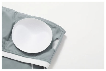 Conjunto deportivo de yoga FUBEIKE para mujer, de verano, color nude, ajustado, con espalda descubierta, ideal para gimnasio, ropa deportiva para mujer, para correr al aire libre.