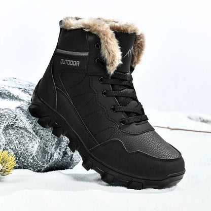 Botas de invierno para hombre, zapatillas cálidas, impermeables, antideslizantes, de felpa, de cuero, talla grande 48, novedad de 2024