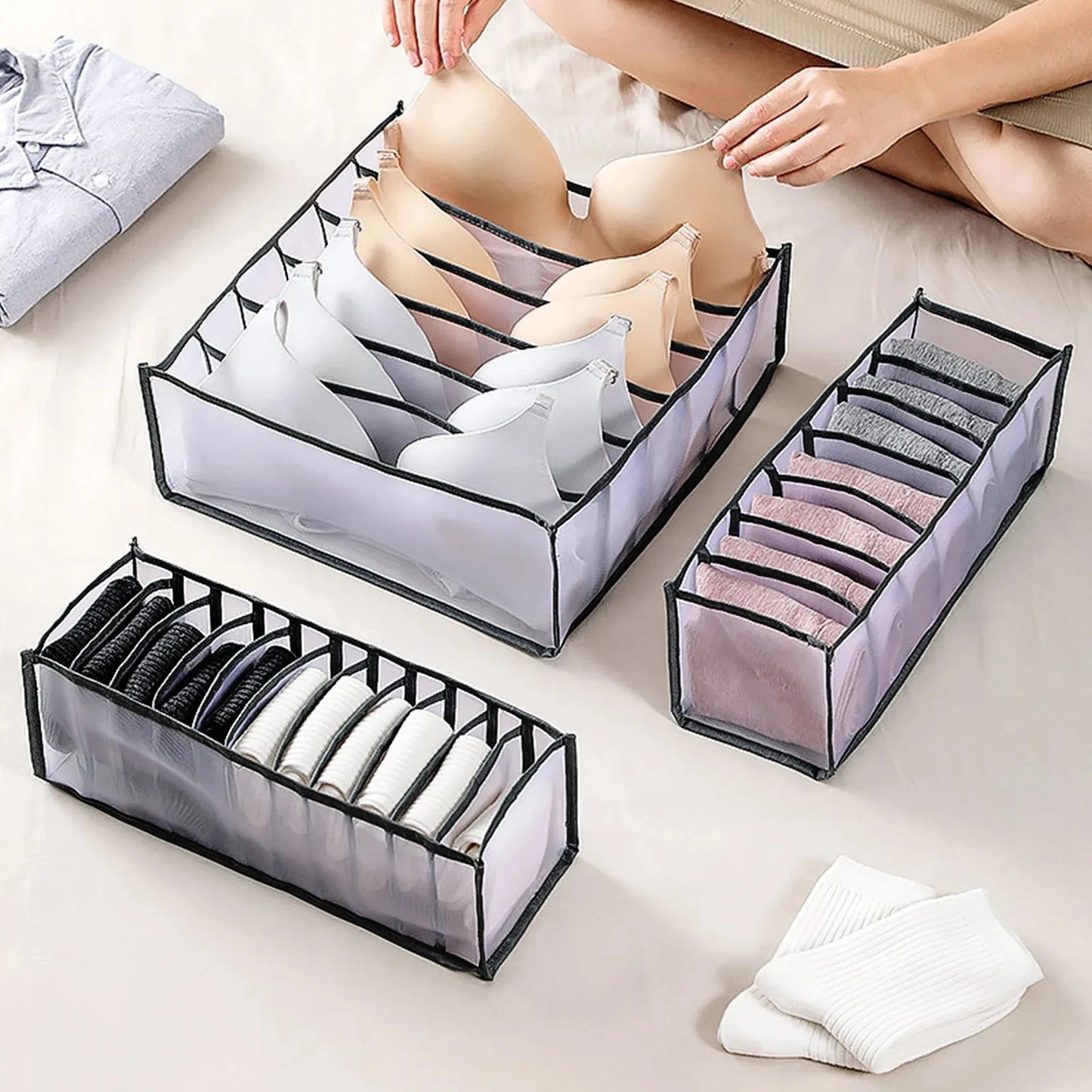 Caja de almacenamiento para organizar jeans, organizador de armario, sistema de organización de ropa, organizador de cajones, armario, organizador de almacenamiento de pantalones