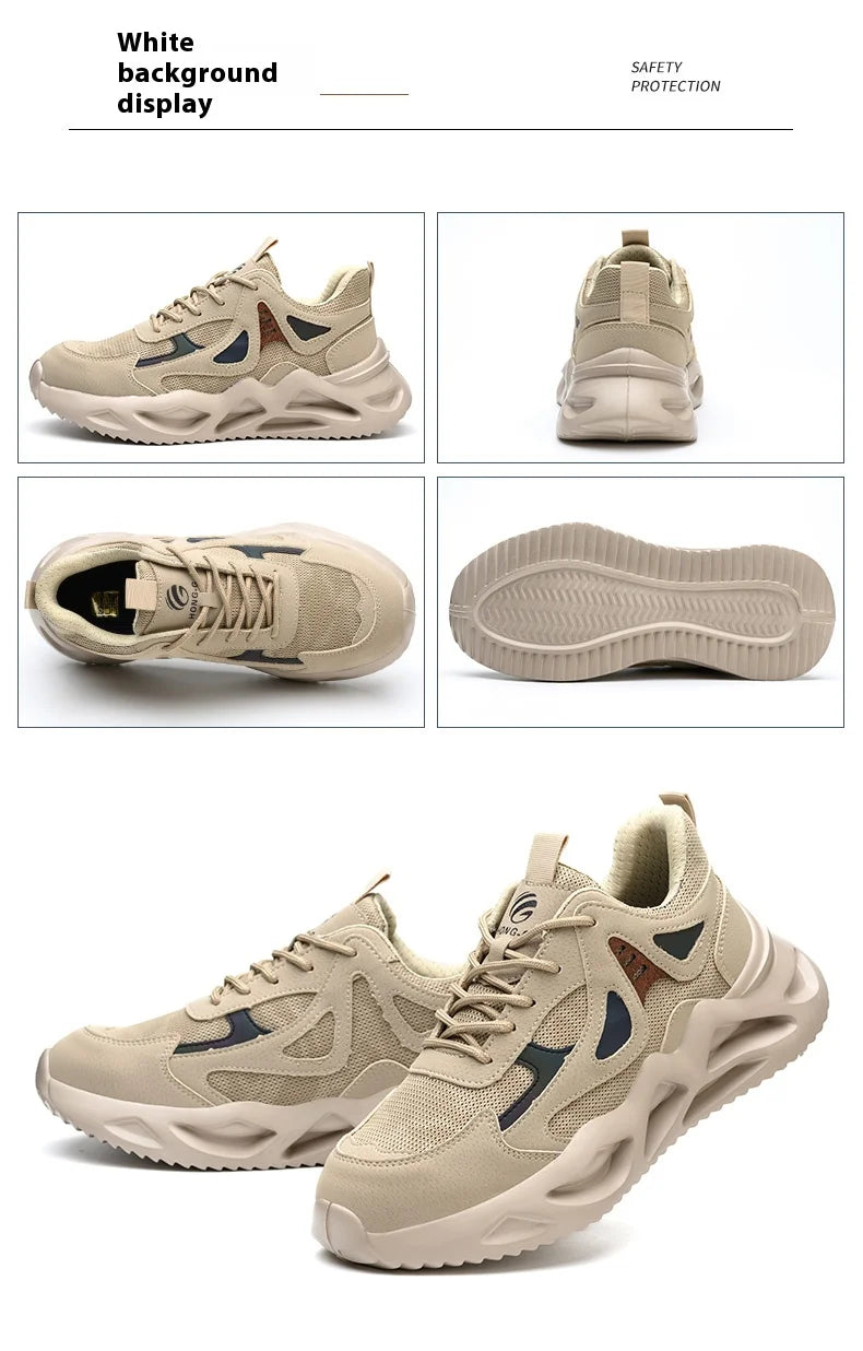 Zapatos de seguridad ligeros para hombre y mujer, zapatos de trabajo con puntera de acero, botas de trabajo, zapatillas deportivas transpirables para hombre y mujer, botas tácticas