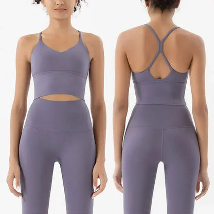 Ropa deportiva para mujer, conjunto de sujetador y leggings deportivos para gimnasio, 2 piezas, ropa deportiva femenina con sensación de desnudez, chándal para mujer