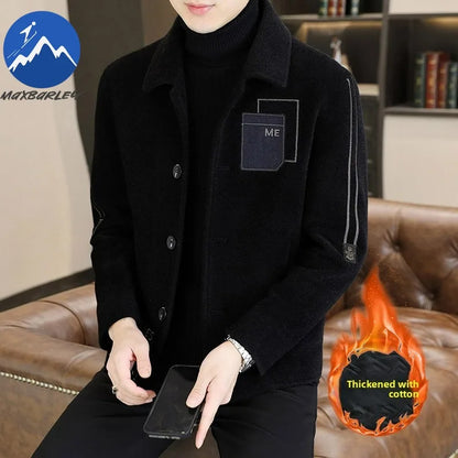 Chaqueta corta de lana Maxbarley para hombre, estilo otoño/invierno, abrigo de trabajo, estilo coreano casual, grueso, moderno y cálido.