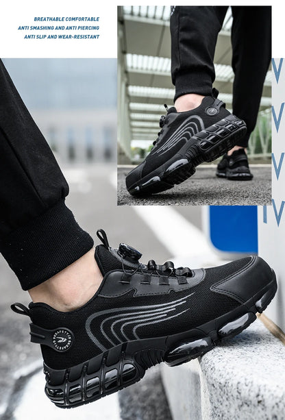 Small Size Rotary Buckle Work Safety Shoes For Men Air Soft Sole Lightweight Protective Work Sneakers Men and Women Shoes