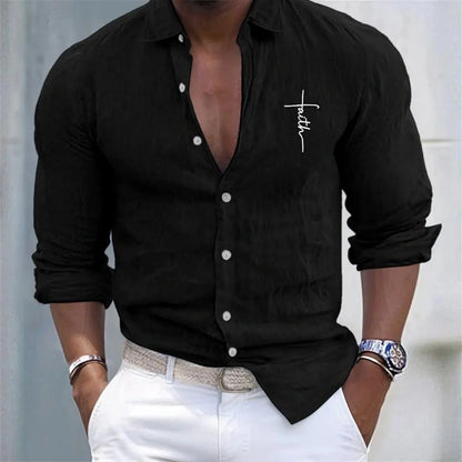 Camisa de lino para hombre, informal, hawaiana, de manga larga, con solapa, para vacaciones, primavera y otoño, con botones, tallas XS-6XL