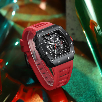 Reloj CURREN 3D para hombre, de cuarzo, de acero inoxidable, resistente al agua, creativo, con correa de silicona, reloj de pulsera