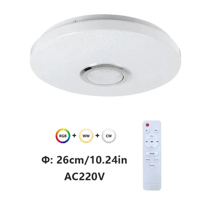 Lámparas de techo modernas RGB con atenuación, iluminación para el hogar mediante aplicación, Bluetooth y música, 52 W (36 W), luces de techo inteligentes con control remoto, 220 V CA