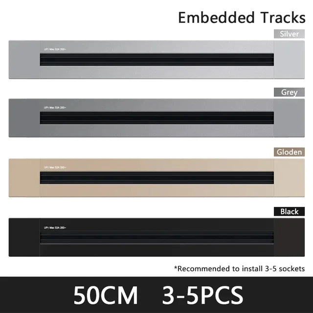 Enchufes de carril ultrafinos integrados, universales, UE, EE. UU., Reino Unido, USB, LED, adaptador eléctrico, riel para electrodomésticos inteligentes de alta gama