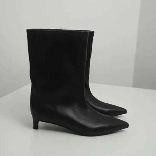 Botines de diseño para mujer, estilo moderno, tacón bajo cuadrado, ideales para fiestas, bailes y eventos. Botines cortos sin cordones.