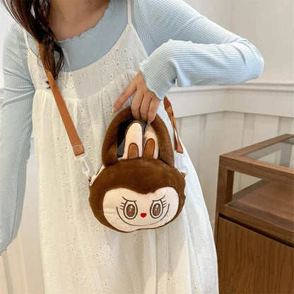 Lindo bolso bandolera de felpa, recién llegado, de tela suave, con cierre de cremallera, bolso de un solo hombro, almacenamiento para niñas, estilo de negocios OL