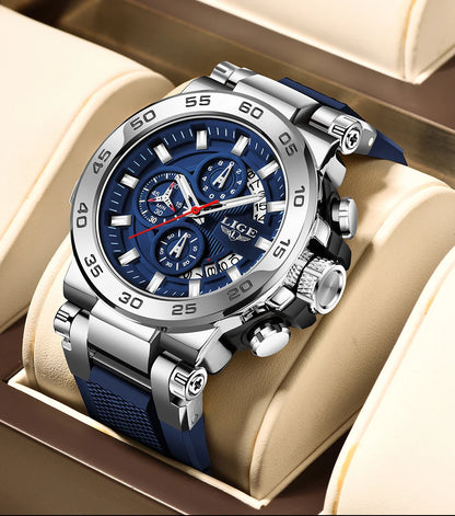 Relojes LIGE 2025 para hombre, nuevos, a la moda, con correa de silicona, sencillos, deportivos, militares, con fecha, resistentes al agua 50M, de cuarzo, para caballero, reloj + caja.