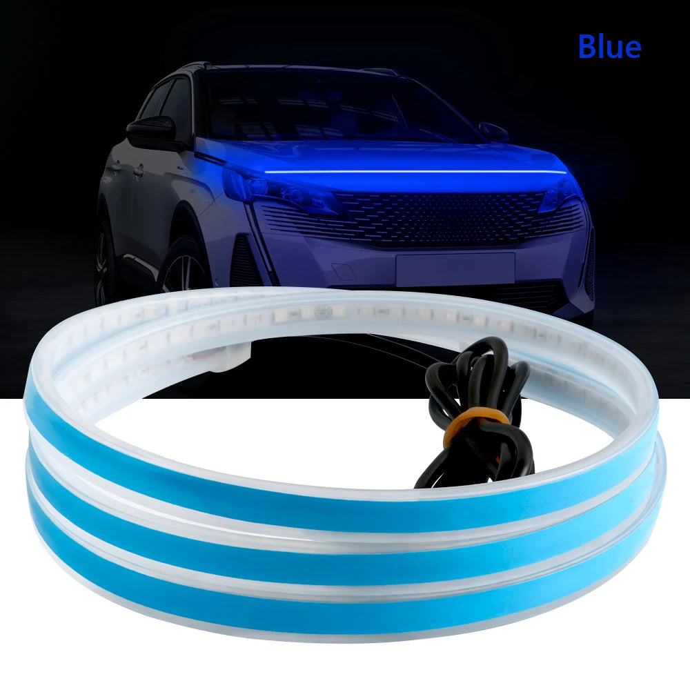 Tira de luz LED para capó de coche, impermeable, para decoración exterior, faros delanteros decorativos, lámpara ambiental universal de 12 V