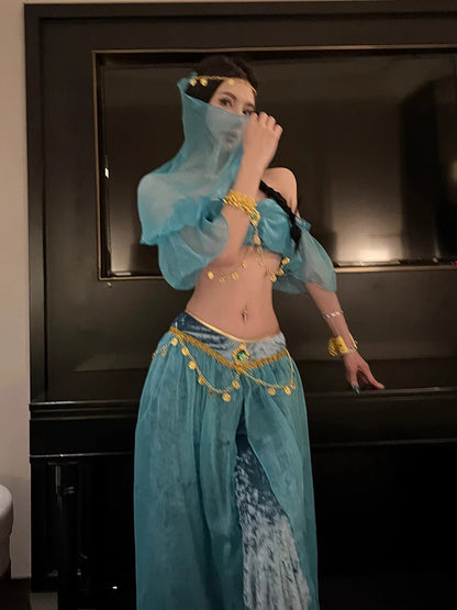 Role Playing Sexy Western Region Dancer Peacock Princess Greek Goddess Costume Hot Egyptian Indian Dancer Exotic Costume Stage