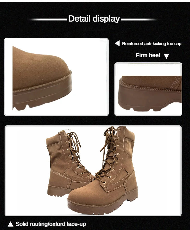 Botas tácticas de cuero para hombre, de nueva marca, para senderismo y actividades al aire libre. Botas transpirables hasta el tobillo.