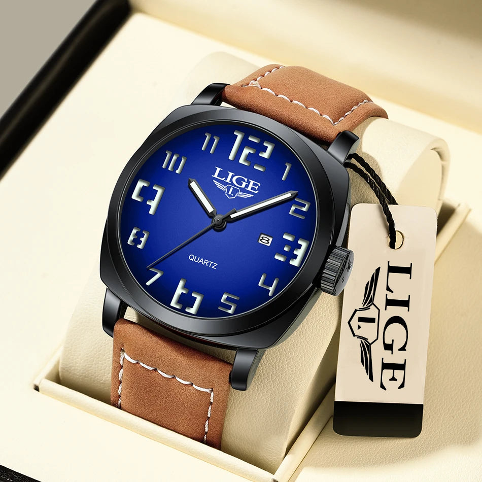 Reloj de hombre LIGE 2025, moda, negocios, casual, cuarzo, resistente al agua 30M, luminoso, fecha, lujo, relojes de pulsera, Reloj Hombre.