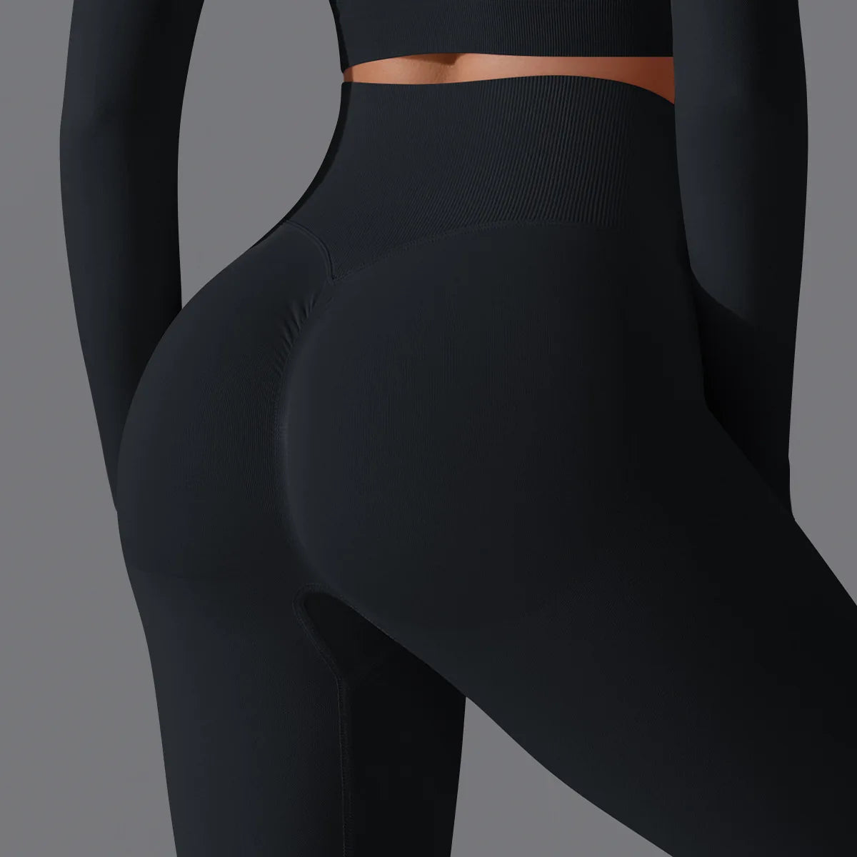 Leggings deportivos de yoga para mujer, sin costuras, cintura alta, elásticos, color sólido, para gimnasio, correr, secado rápido, realce y efecto moldeador.