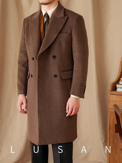 Abrigo Chester de lana 50% para hombre - 800 g. Chaqueta de campo retro cruzada de otoño/invierno.
