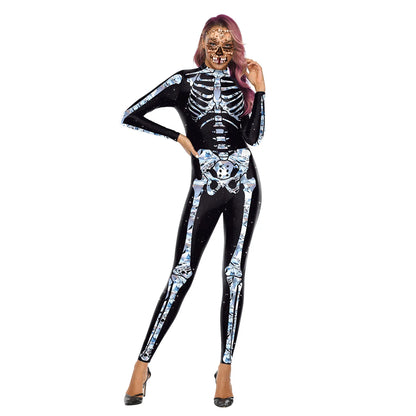 [You're My Secret] Halloween Women Adult Cosplay Jumpsuit Skeleton Bodysuit Female Zombies Party Outfit Sexy Zentai Costumes