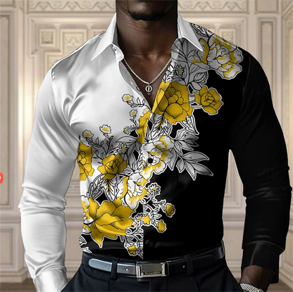 2025 Men's Printed Casual Comfortable Button Long Sleeve Shirt Party Gift Four Seasons Collar High Quality Shirt