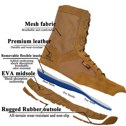 Botas tácticas ligeras originales LAHORS para hombre con cremallera, ideales para entrenamiento de combate, cordones, impermeables, transpirables y aptas para senderismo y actividades al aire libre.
