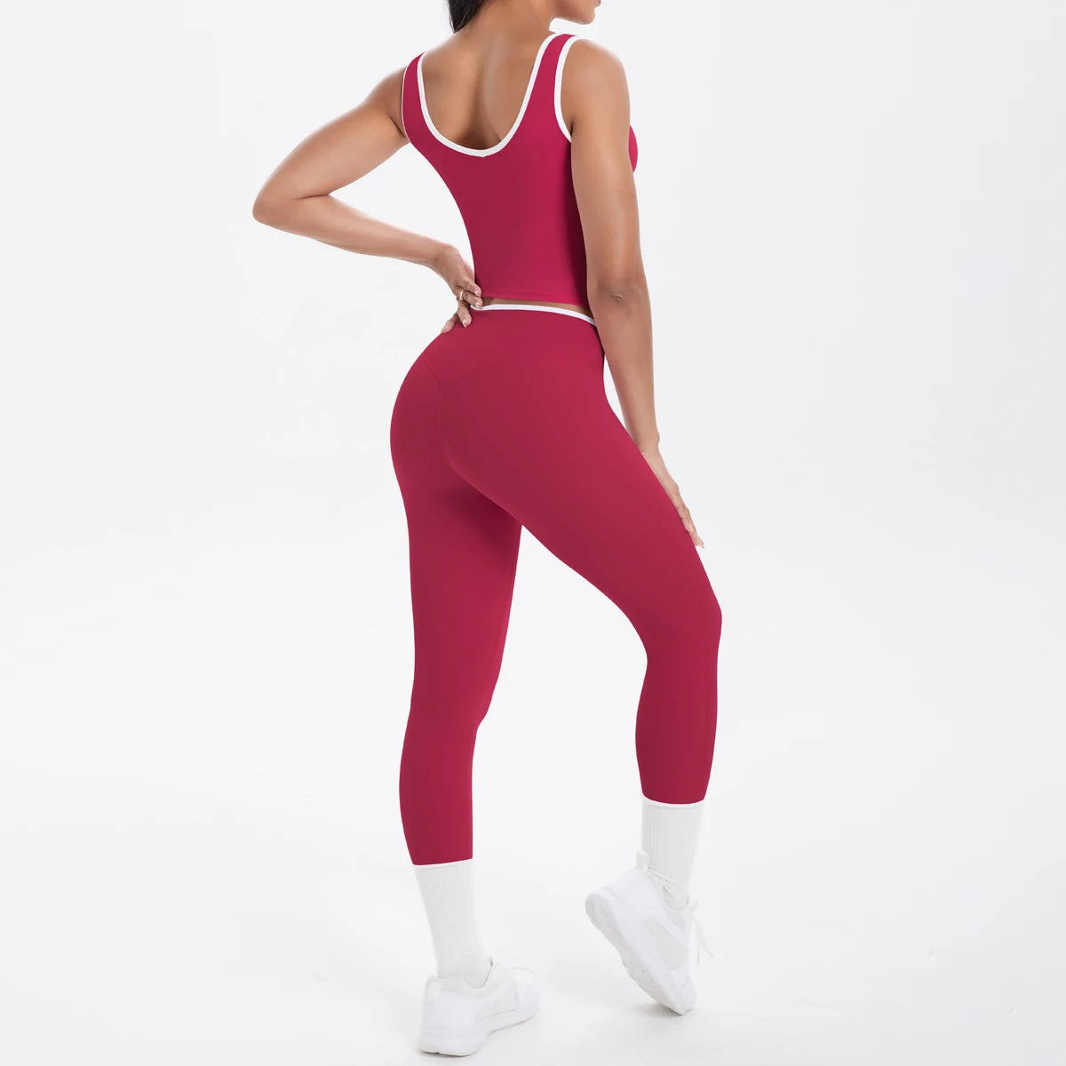 Conjunto de 2 piezas de pantalones de yoga con espalda descubierta y leggings para correr, de cintura alta, con estampado de melocotón y glúteos, para fitness y deportes.