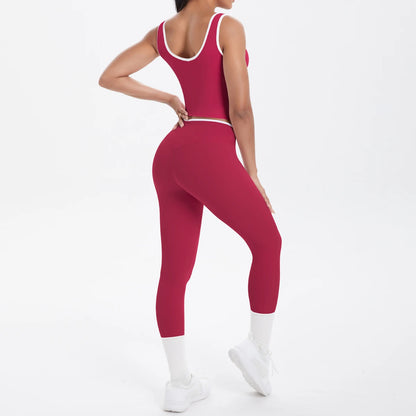 Conjunto de 2 piezas de pantalones de yoga con espalda descubierta y leggings para correr, de cintura alta, con estampado de melocotón y glúteos, para fitness y deportes.