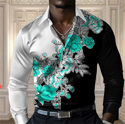 2025 Men's Printed Casual Comfortable Button Long Sleeve Shirt Party Gift Four Seasons Collar High Quality Shirt